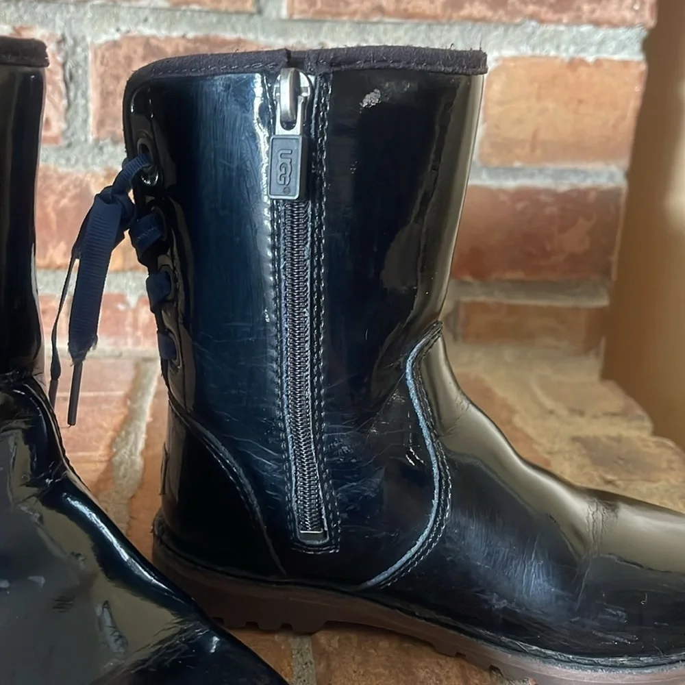 UGG Corene Black Patent Leather Toddler Boots
